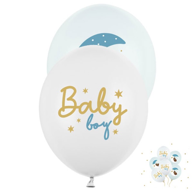 6 Motivballons - Ø 30 cm - Baby boy