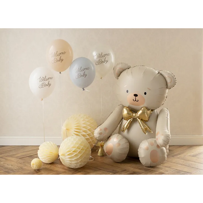 6 Motivballons - Ø 30 cm - Welcome Baby - Blau Mix