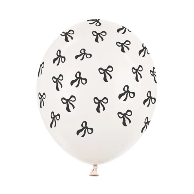 6 Motivballons - Ø 30 cm - Schleifen - Pastell Off-White