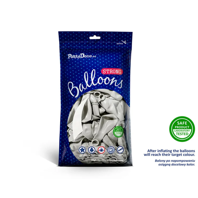 100 Miniballons - Ø 12cm - Metallic - Silber