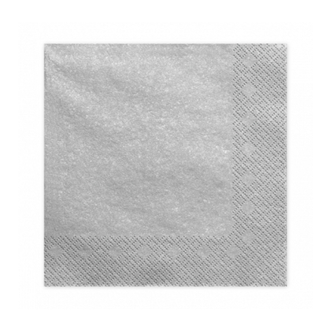 20 Servietten Trend - 33cm - Metallic Silber