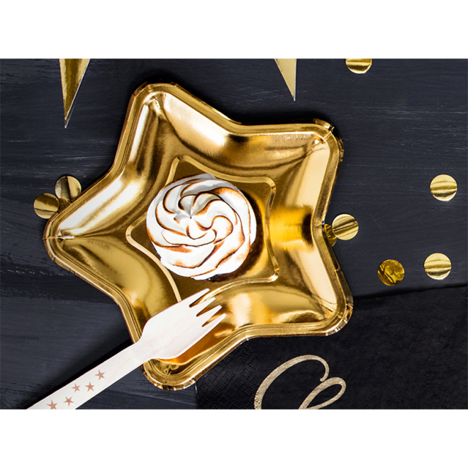6 Pappteller Trend - Ø 18cm - Star - Gold