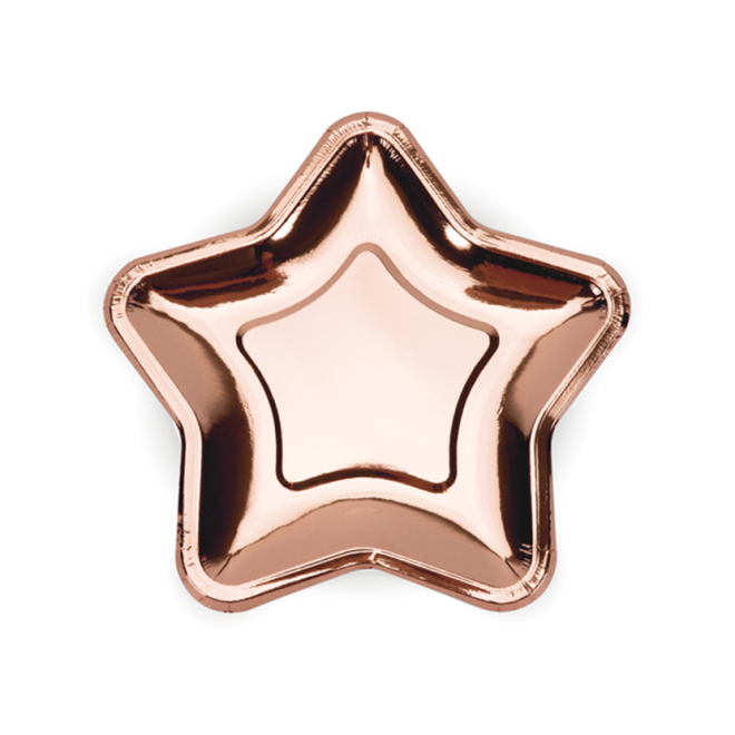 6 Pappteller Trend - Ø 18cm - Star - Rosegold