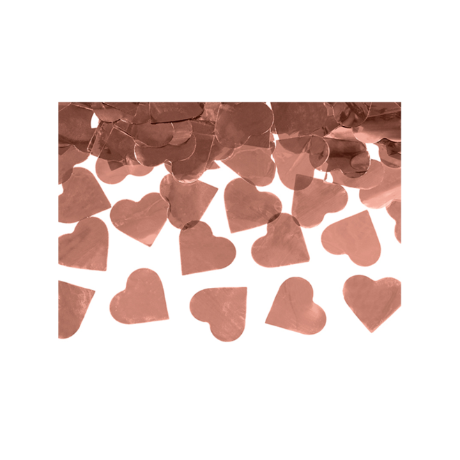 1 Konfettikanone XL - 60cm - Metallic - Herzen - Rosegold