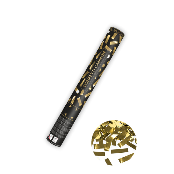 1 Konfettikanone - 40cm - Metallic - Streifen - Gold
