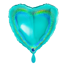 1 Balloon - Heart - Glitter Holographic Tiffany
