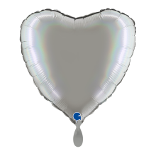 1 Balloon - Heart - Rainbow Holographic Platinum Pure