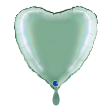 1 Balloon - Heart - Rainbow Holographic Platinum Tiffany