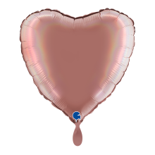 1 Balloon - Heart - Rainbow Holographic Platinum Rosè