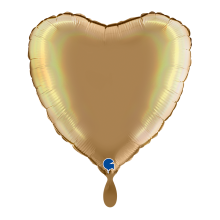 1 Balloon - Heart - Rainbow Holographic Platinum Champagne