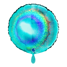 1 Balloon - Round - Glitter Holographic Tiffany