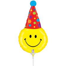 10 Miniballoons Airfilled - Smiley Party Hat (Unverpackt)