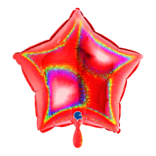 1 Balloon - Star - Glitter Holographic Red