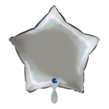 1 Balloon - Star - Rainbow Holographic Platinum Pure