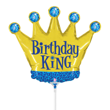 10 Miniballoons Airfilled - Birthday King (Unverpackt)