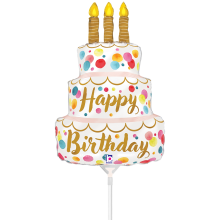 10 Miniballoons Airfilled - Satin Birthday Pink Cake (Unverpackt)