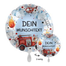 1 Ballon mit Text - Happy Fire Engine