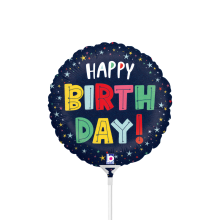 10 Miniballoons Airfilled - Birthday Colorful Stars (Unverpackt)