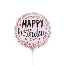 10 Miniballoons Airfilled - Pink Confetti Birthday (Unverpackt)