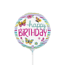 10 Miniballoons Airfilled - BDay Colorful Butterflies (Unverpackt)