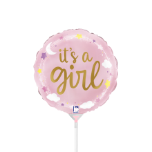 10 Miniballoons Airfilled - It`s A Girl Stars & Clouds (Unverpackt)