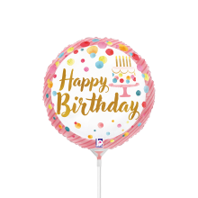 10 Miniballoons Airfilled - Satin Birthday Pink Party (Unverpackt)