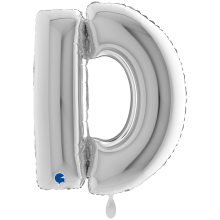 1 Balloon XXL - Letter D - Silver