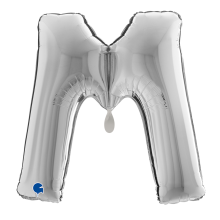 1 Balloon XXL - Letter M - Silver