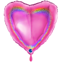 1 Balloon XXL - Heart - Glitter Holographic Fuxia