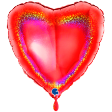 1 Balloon XXL - Heart - Glitter Holographic Red