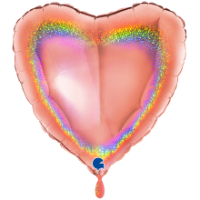 1 Balloon XXL - Heart - Glitter Holographic Rose Gold