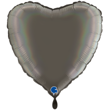 1 Balloon XXL - Heart - Rainbow Holographic Platinum Grey