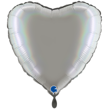 1 Balloon XXL - Heart - Rainbow Holographic Platinum Pure