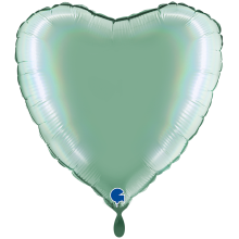 1 Balloon XXL - Heart - Rainbow Holographic Platinum Tiffany
