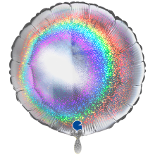 1 Balloon XXL - Round - Glitter Holographic Silver