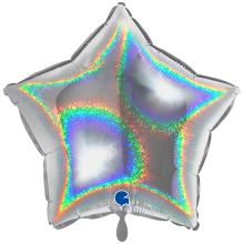1 Balloon XXL - Star - Glitter Holographic Silver