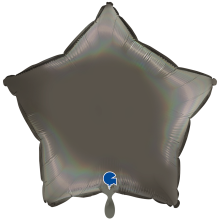 1 Balloon XXL - Star - Rainbow Holographic Platinum Grey