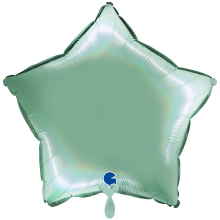 1 Balloon XXL - Star - Rainbow Holographic Platinum Tiffany