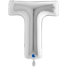 1 Balloon XXL - Letter T - Silver