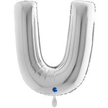 1 Balloon XXL - Letter U - Silver