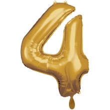 1 Balloon XXL - Zahl 4 - Gold