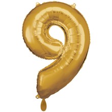 1 Balloon XXL - Zahl 9 - Gold