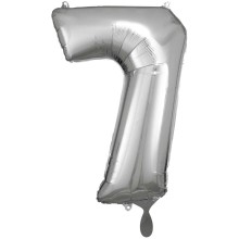 1 Balloon XXL - Zahl 7 - Silber