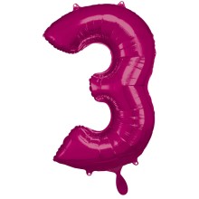 1 Balloon XXL - Zahl 3 - Pink