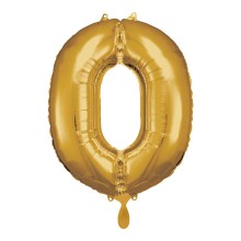 1 Balloon XL - Zahl 0 - Gold