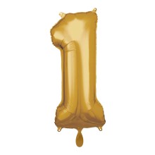 1 Balloon XL - Zahl 1 - Gold