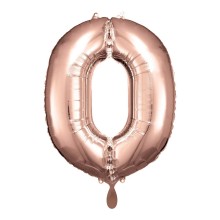 1 Balloon XL - Zahl 0 - Rosegold