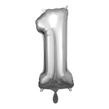 1 Balloon XL - Zahl 1 - Silber