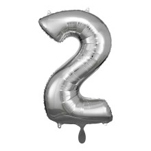 1 Balloon XL - Zahl 2 - Silber