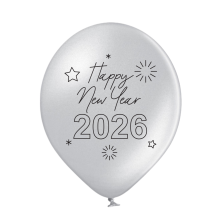 6 Luftballons Silvester: 2026 -V2 - Silber - Metallic